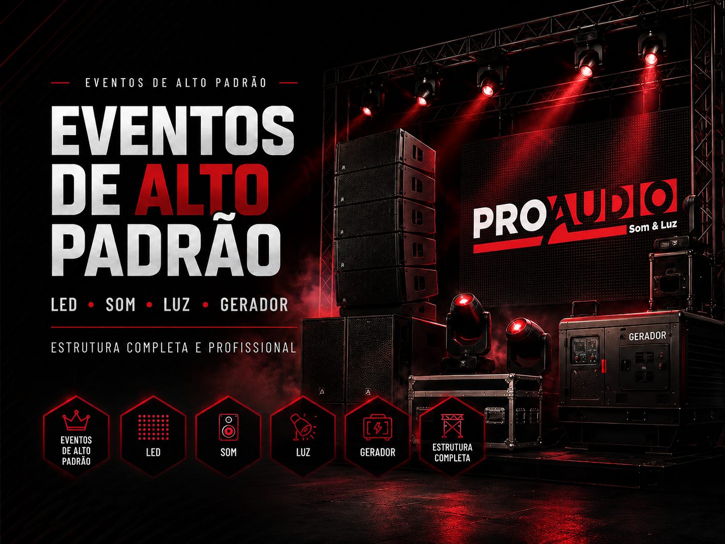 Pro Áudio Som & Luz — estrutura de evento